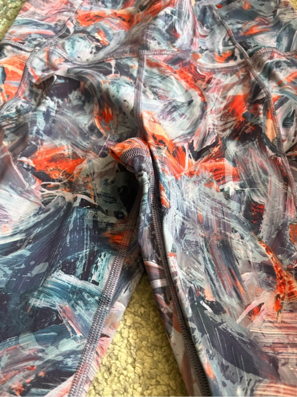Lululemon Abstract Print Active Leggings in Navy and Red